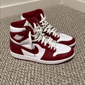 Men's Nike Air Jordan Red and White High-Top Sneakers